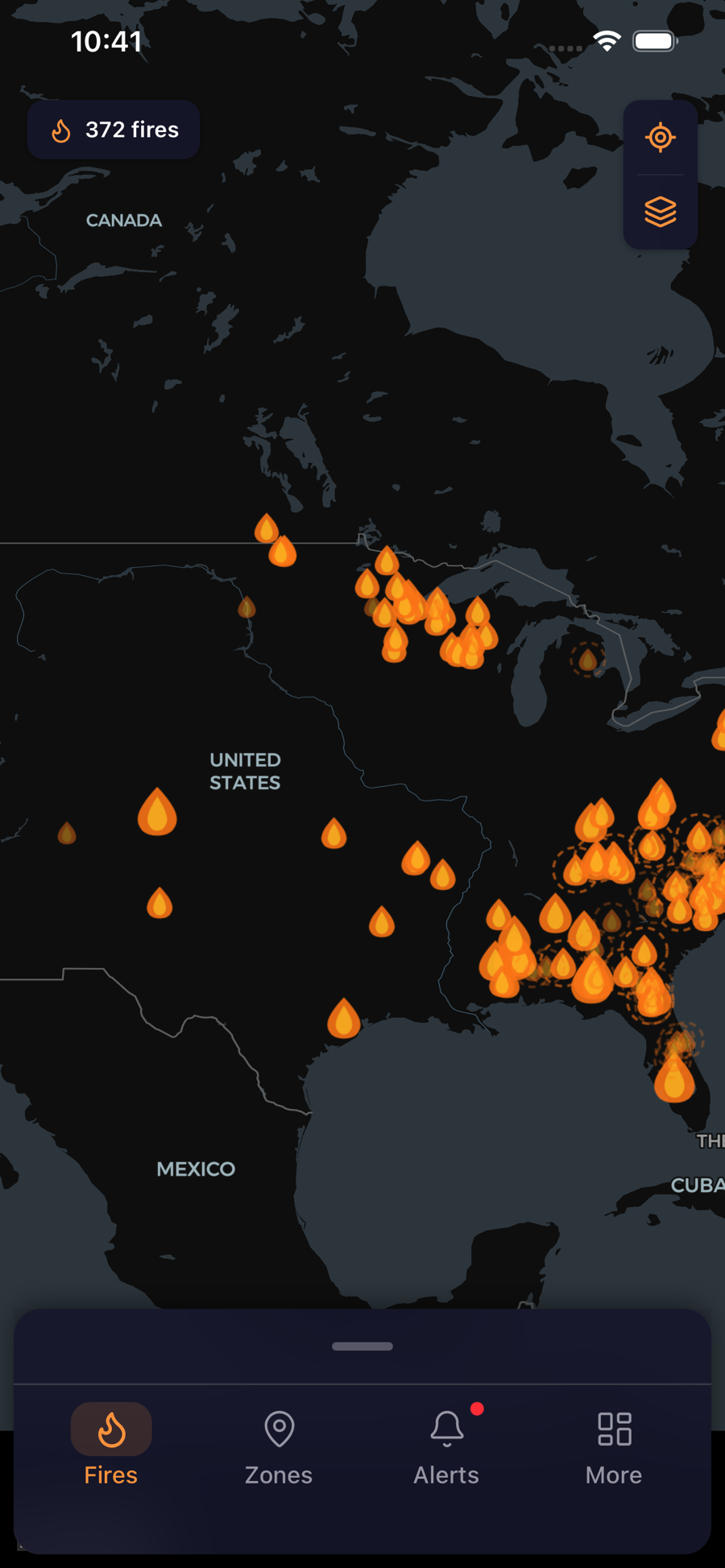 Live national fire map